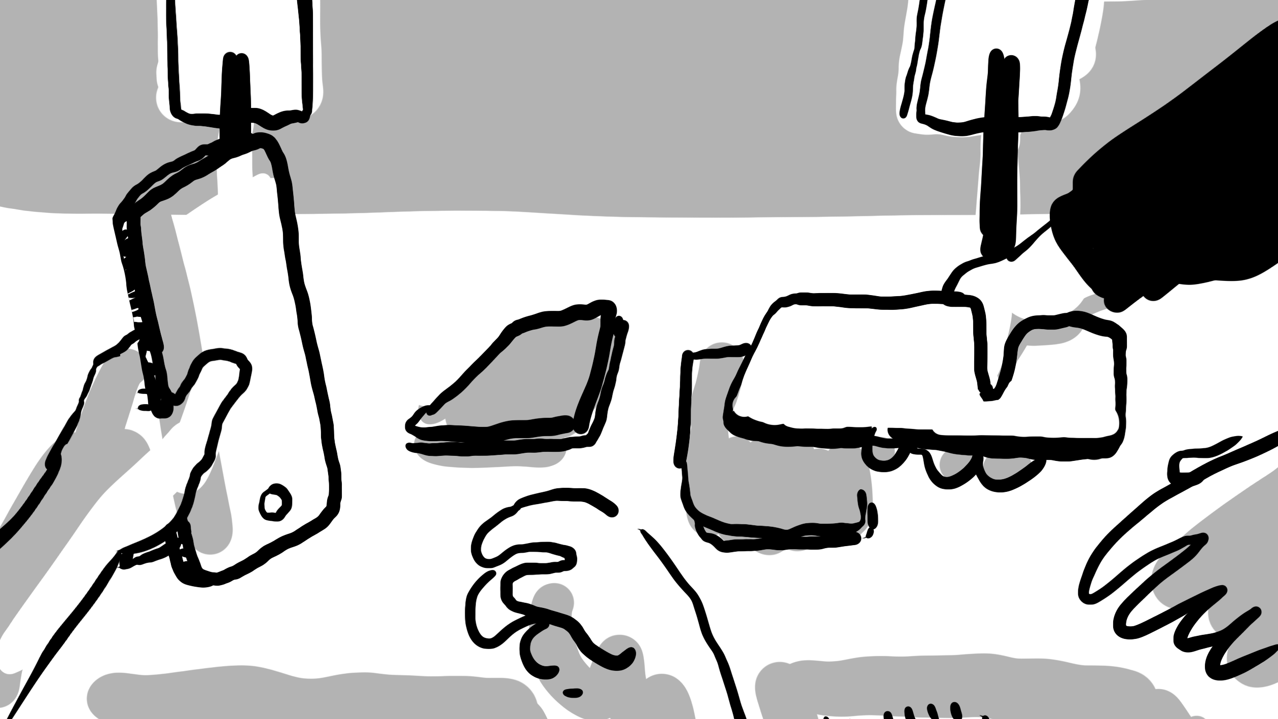 Bild aus Storyboard, Handtisch mit verschiedenen Smartphones